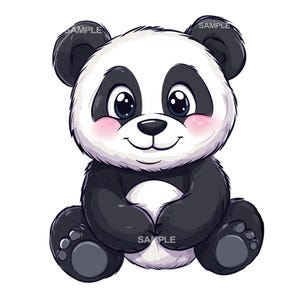 Panda Bear Clipart  - Cute Panda Bear- PNG format, commercial use approved