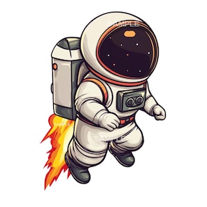 Cute Spaceman / Astronaut with Jetpack Clipart  - High Quality- PNG format, commercial use approved