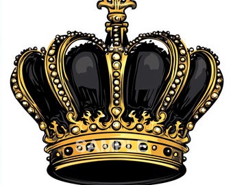 Gold and Black Crown Clipart: Regal PNG Graphic (Digital Download)