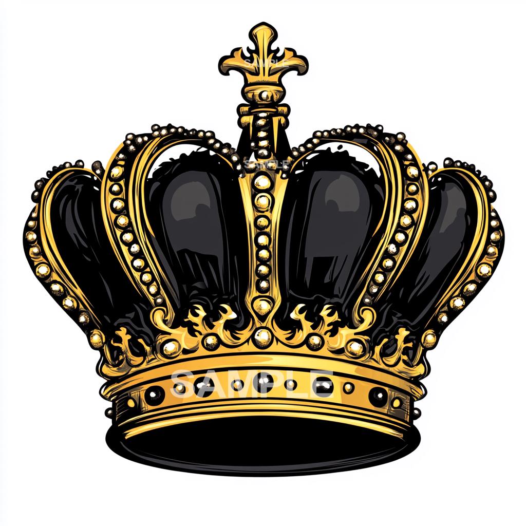 Gold and Black Crown Clipart: Regal PNG Graphic (digital Download