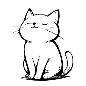 Gatito Clipart - Lindo gatito boceto PNG - Descarga digital aprobada para uso comercial para manualidades y proyectos