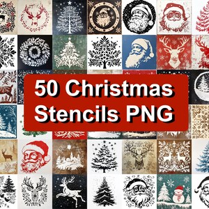 50 Weihnachts Schablonen - 50 festliche Feiertage Designs für kreative Dekorationen & Kunstprojekte, DIY Wohnkultur und Bastelbedarf