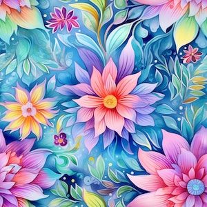 20 Aquarell Blumen Nahtlose Muster
