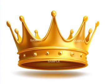 Gold Crown Clipart | Elegant PNG Graphics (Digital Download)