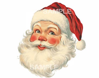 Vintage Santa Claus Head Clipart  - PNG format