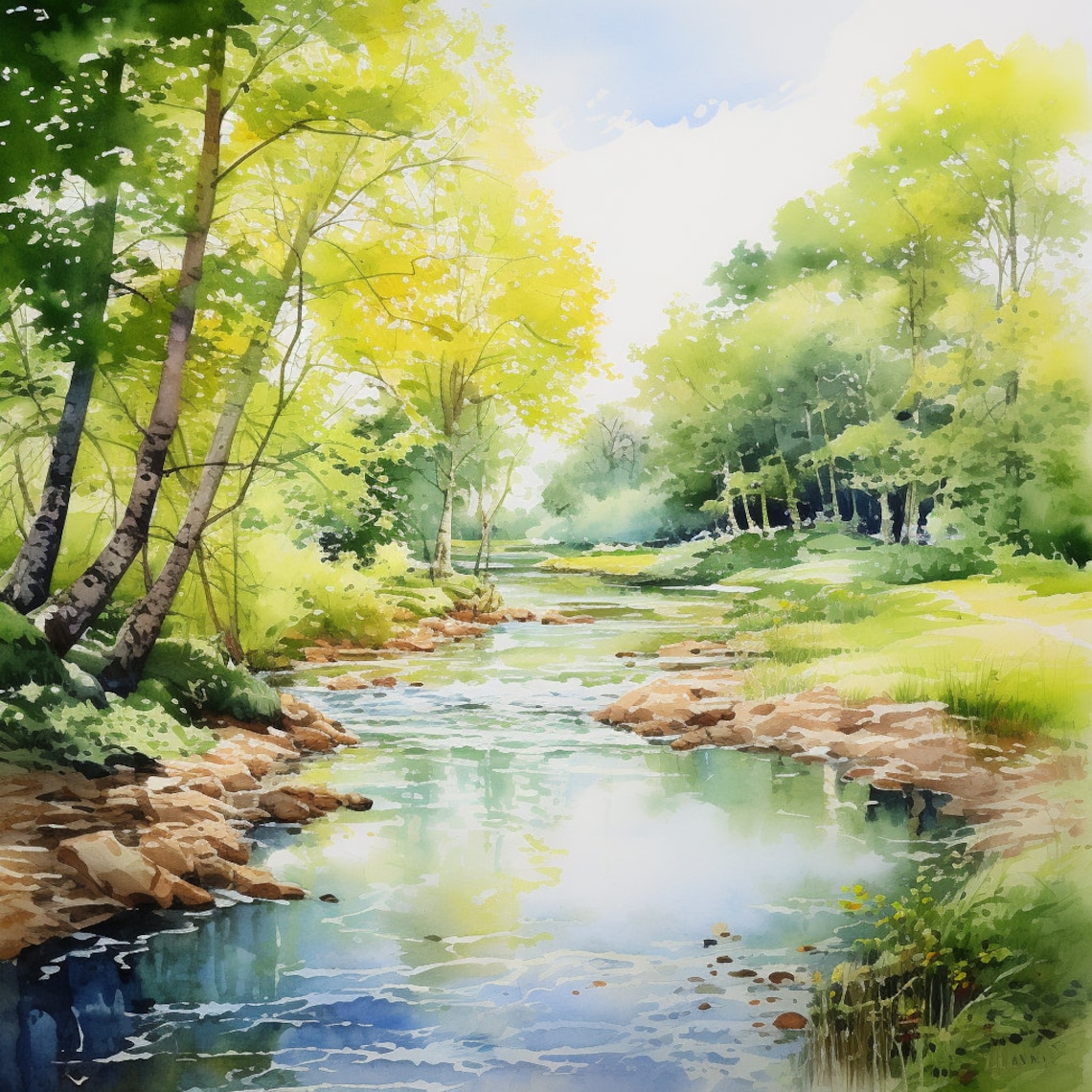 20 Water Color River Illustrations - Etsy