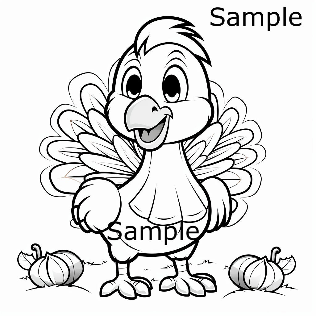 20 Baby Turkey Coloring Pages for Kids Etsy