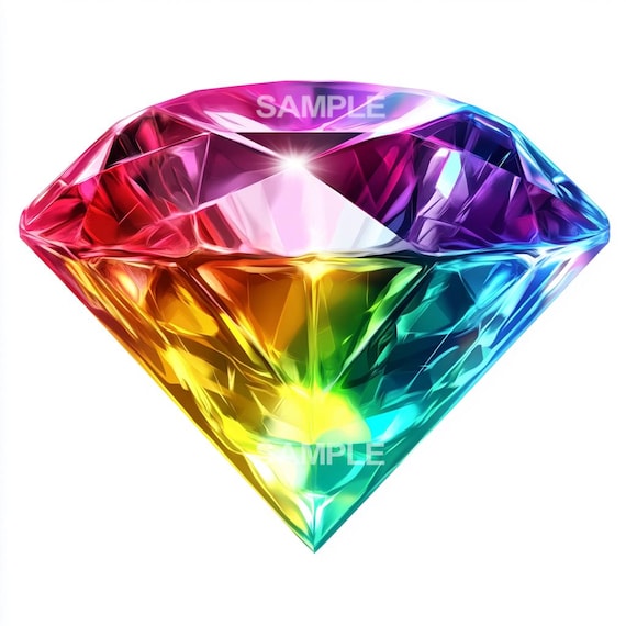 レインボーダイヤモンドクリップアート - PNG 形式 - Etsy 日本
