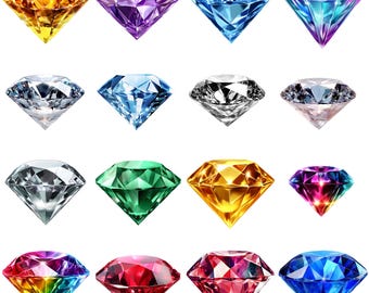 Colorful Diamonds Clipart: Sparkling Gem Graphics (Digital Download)