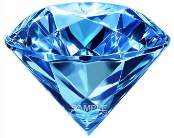 Clipart Blue Diamond PNG - Sapphire Gemstone Digital Download for Invitations, Scrapbooking & Crafts