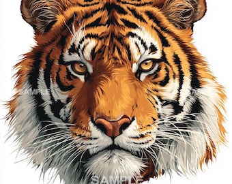 Clipart tijgerkop: jungledier, png (digitale download, 3900 x 3900 px)