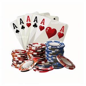 Poker Chips and Playing Cards Clipart - PNG