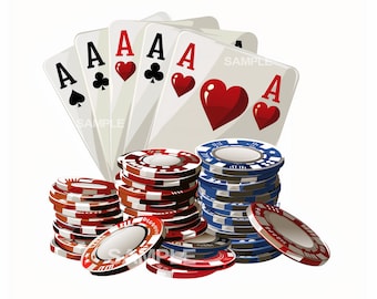 Poker Chips and Playing Cards Clipart - PNG