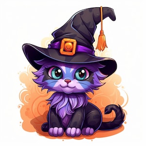 Halloween Ausmalbilder von Katzen / Kätzchen Bild 8