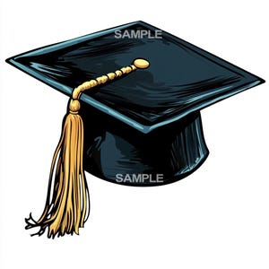 Graduierung Hut Clipart | Graduation Cap PNG - Digital Download für Banner, Broschüren & mehr
