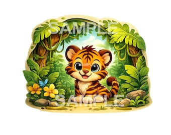Jungle Tiger Clipart | Wild Animal PNG Files (Digital Download)