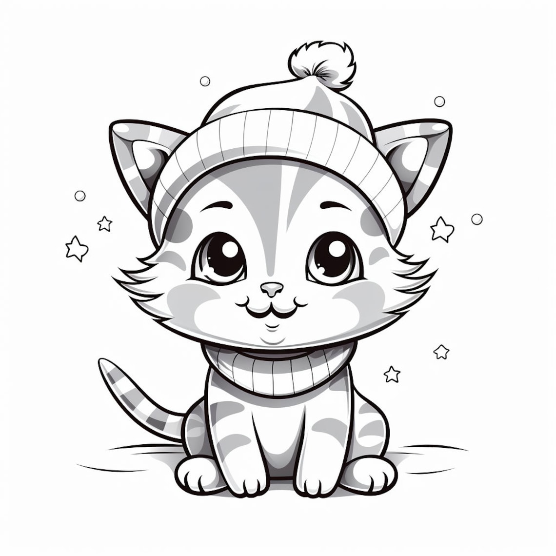 20 Christmas Cat / Kitten Coloring Pages for Kids - Etsy