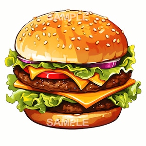 Burger / Cheeseburger Clipart  - PNG format, commercial use approved