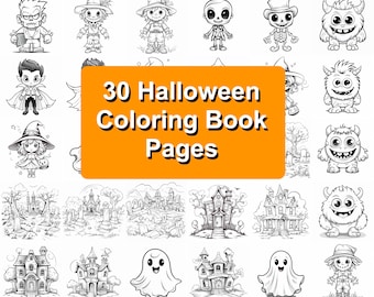 30 Halloween Coloring Pages for Kids | Printable Spooky Fun (Digital Download)