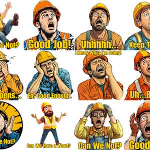 Construction Worker Clipart - 30 Funny Hard Hat PNGs, Construction Workers Graphics for DIY Projects & Crafts