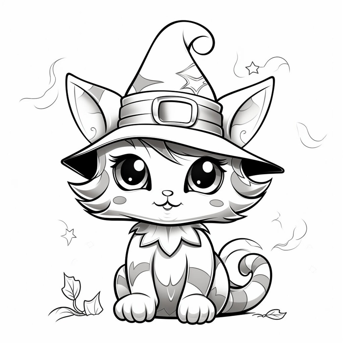 Halloween Coloring Pages of Cats / Kittens Etsy