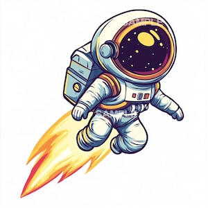 Cute Spaceman / Astronaut with Jetpack Clipart  - High Quality- PNG format, commercial use approved