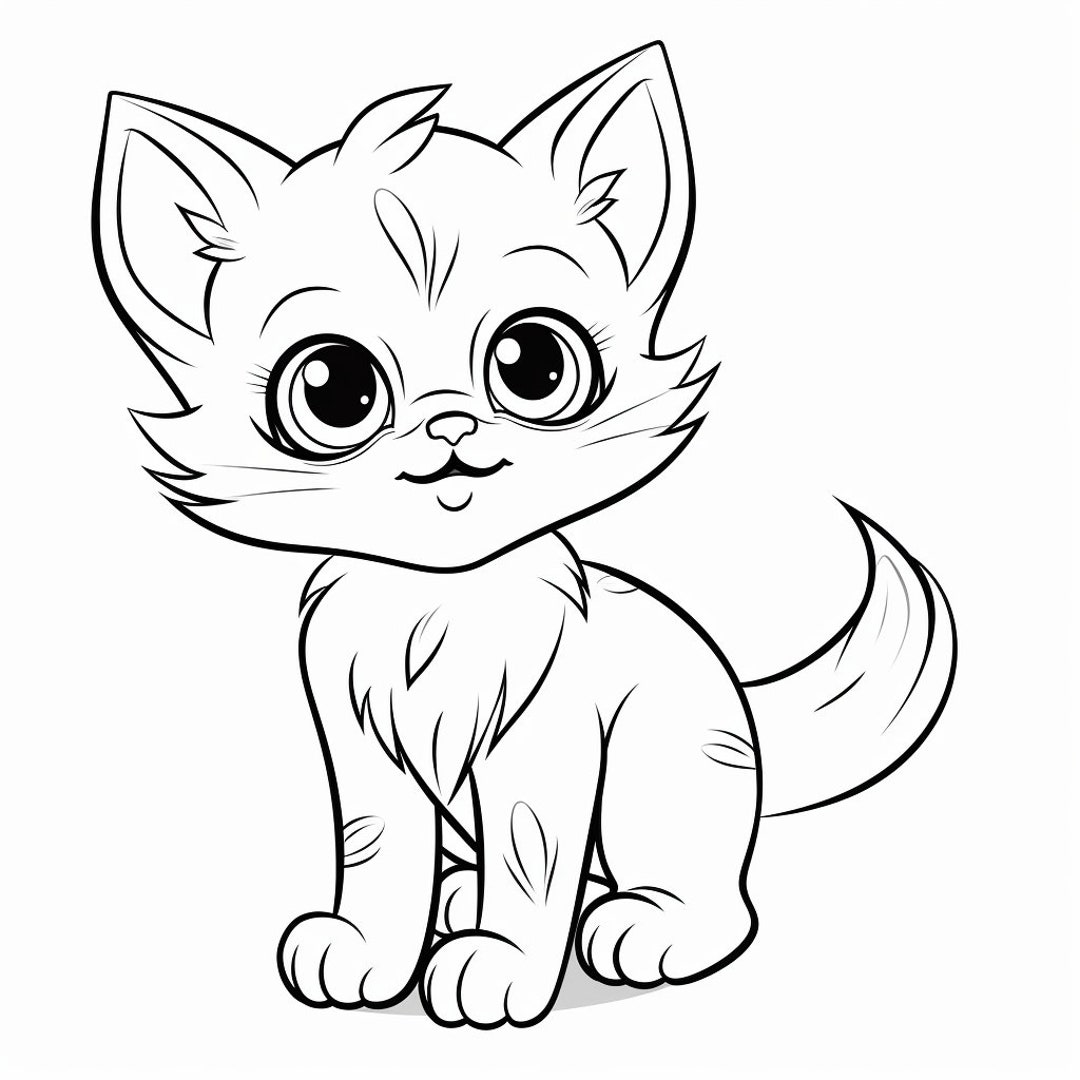 35 Cat / Kitten Coloring Pages for Kids - Etsy