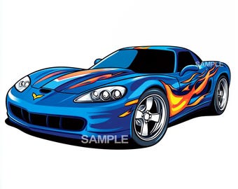 炎が描かれた赤いスポーツカーのクリップアート - PNG - Etsy 日本