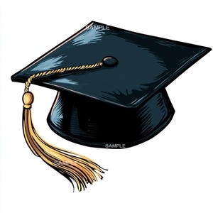Graduierung Hut Clipart | Graduation Cap PNG - Digital Download für Banner, Broschüren & mehr