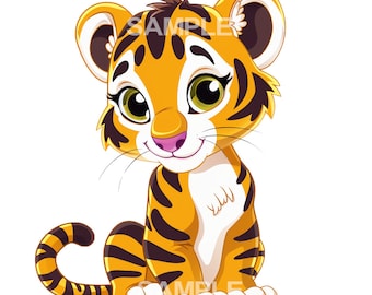 Cute Tiger Clipart  - PNG format, commercial use approved