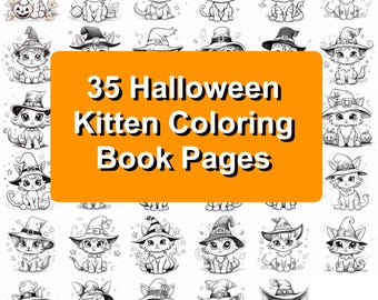 35 Halloween Kitten Coloring Pages | Fun Printable Art for Kids | Halloween Activities