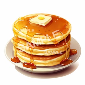 Pancakes Clipart - PNG Format for Commercial Use, Cute Breakfast Graphics, Ideal for Scrapbooking & Digital Projects