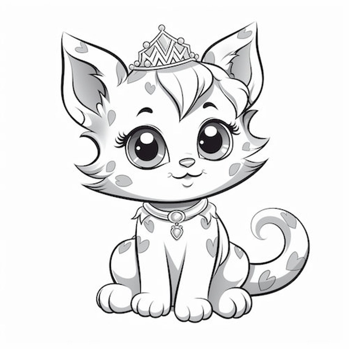 Kitten Princess Coloring Pages for Kids - Etsy
