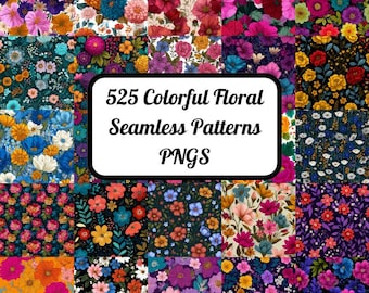 525 Floral Seamless Patterns - Flower Seamless Textures