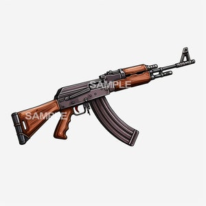 AK-47 Rifle Clipart  - PNG format, commercial use approved