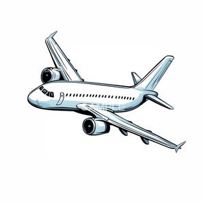 May include: A white airplane with two engines and a single tail fin. The airplane is in flight and the wings are slightly angled.
