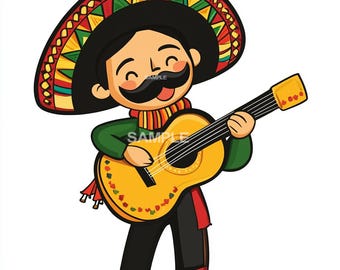 Mariachi Guitarrista Clipart: PNG Mexicano (Descarga Digital)