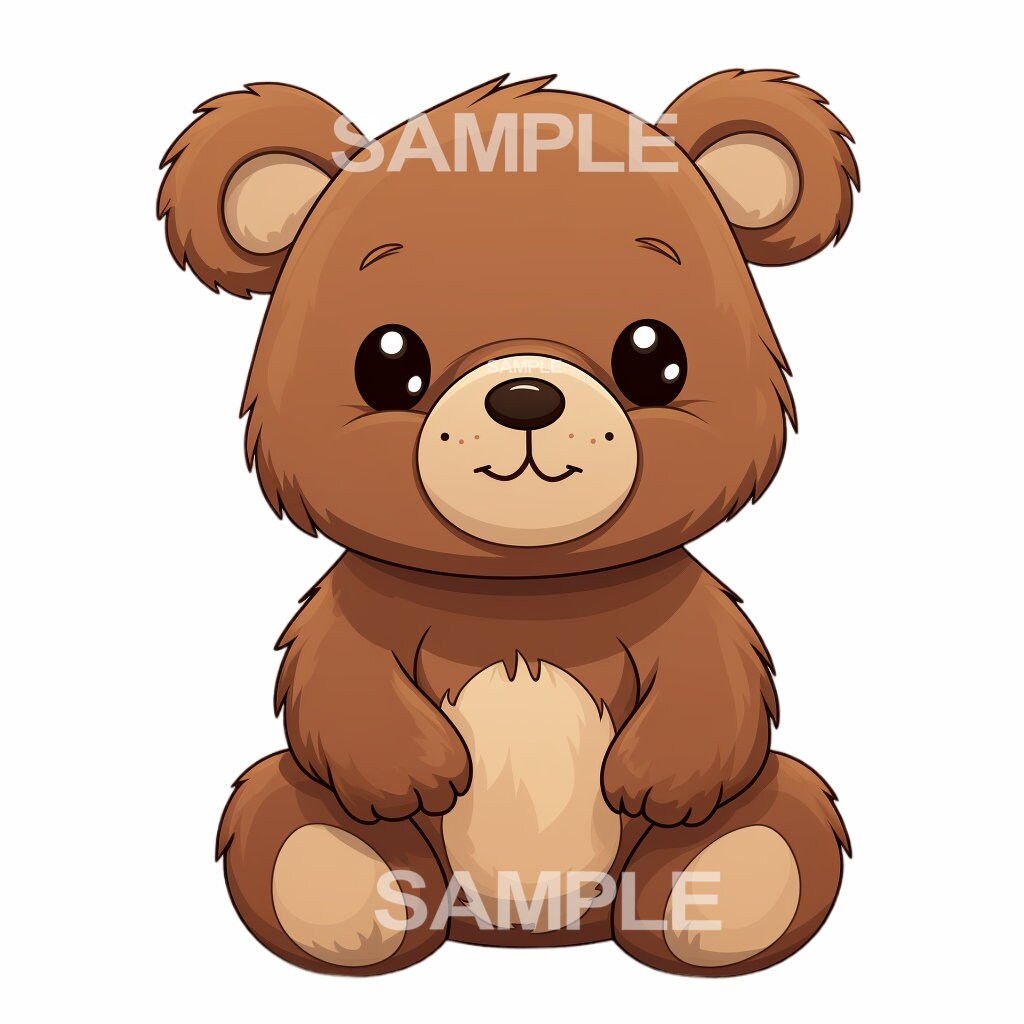Cute Brown Bear Clipart PNG Format, Commercial Use Approved - Etsy