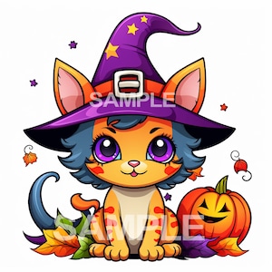 Halloween Ausmalbilder von Katzen / Kätzchen Bild 3