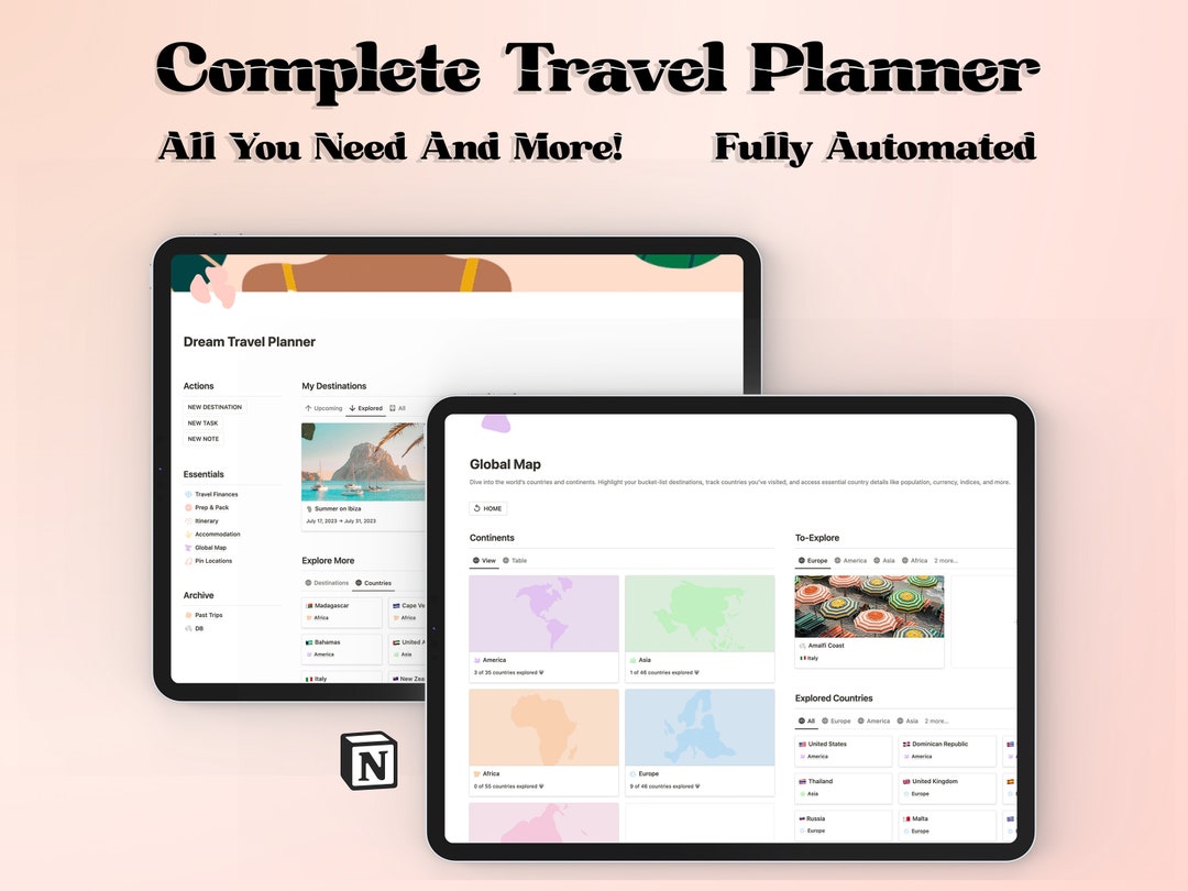 2023 Notion Travel Planner Template Trip Dashboard for Budget Etsy