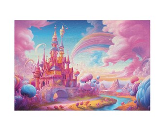 Cotton Candy Fantasy, Available in 110, 252, 500, and 1,014 pieces, Pink Fluffy Clouds, Princess Castle, Family Fun Jigsaw Puzzle for Kids