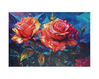 Glass Cut Roses, Available in 110, 252, 500, and 1,014 pieces, Floral Designs, Beautiful Gift Idea, Nature Enthusiasts, Art Lovers, Flowers