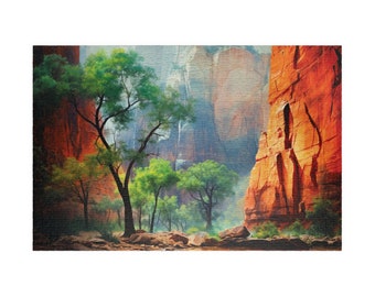 Zion Canyon, Available in 110, 252, 500, and 1,014 pieces, Utah National Park, American Wonder Jigsaw Puzzle, Family Fun Gift Idea