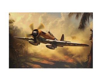 World War II Fighter Jet, Available in 110, 252, 500, and 1,014 pieces, Vintage Airplane, Military Pride, Historical Jigsaw Puzzle, Gift