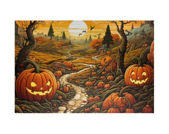 The Legend of Pumpkin Hollow, Available in 110, 252, 500, and 1,014 pieces, Halloween Spooky Fun, Jigsaw Gift Idea, October 31, Challenge