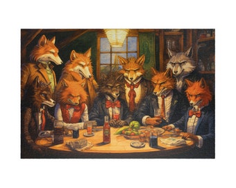 Consorting Foxes, Available in 110, 252, 500, and 1,014 pieces, Fantastical Jigsaw Puzzle, Fun Gift Idea, Artful Animation, Charming Play