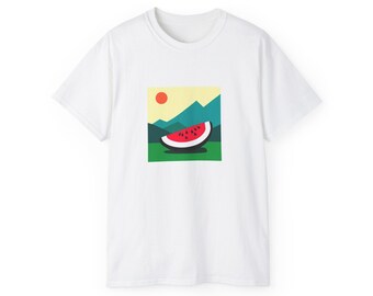 Watermelon scene white cotton T-shirt - unisex - 80% of profits go to MSF (Doctors without borders)