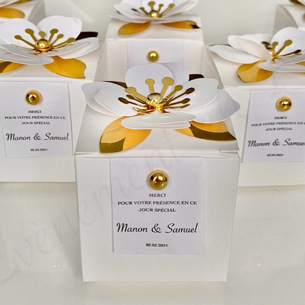 Boîtes à dragées personnalisées pour mariage, anniversaire, baptême / boîtes faveurs invités pour fêtes - lot de 10 boîtes
