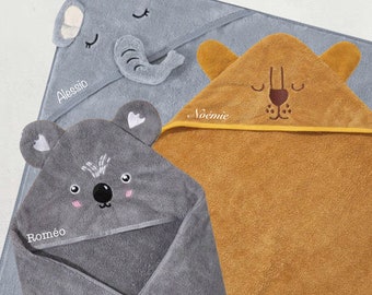 León personalizado, koala, capa de baño estilo elefante / toalla de baño con capucha personalizada