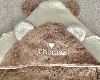 Personalized bath cape for babies and children with hood